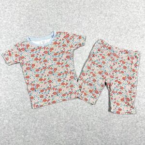 Mini Boden Pajama Set Girls Size 3 Cottage Floral Garden Short Sleeve Top Shorts